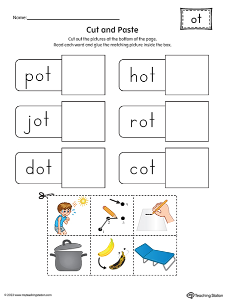 OT Word Family CVC Cut-and-Paste Printable PDF | MyTeachingStation.com