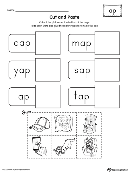 FREE* AP Word Family CVC Cut-and-Paste Worksheet ...