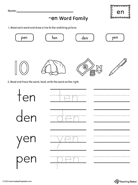 EN Word Family Match and Spell CVC Words Worksheet ...