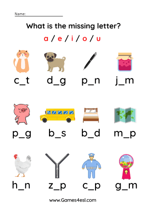 Phonics CVC Words Worksheets | Games4esl