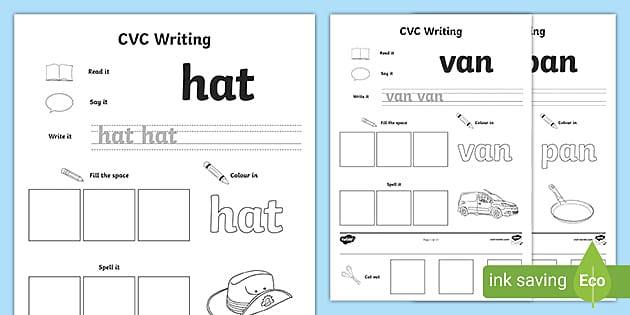 CVC Writing Word Worksheet / Worksheet Pack A (teacher made)