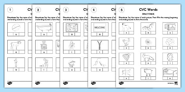 cvc words short vowels worksheet