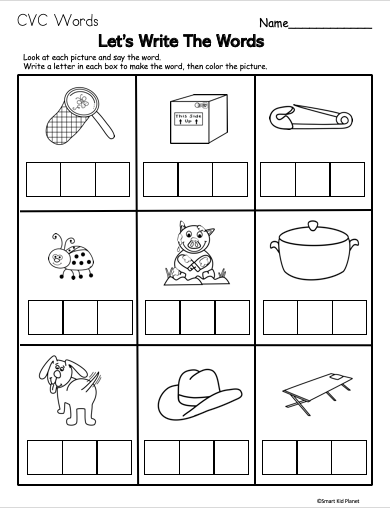 cvc words worksheet kindergarten