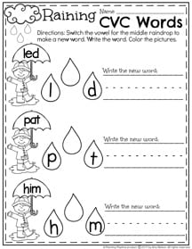 cvc words worksheet kindergarten