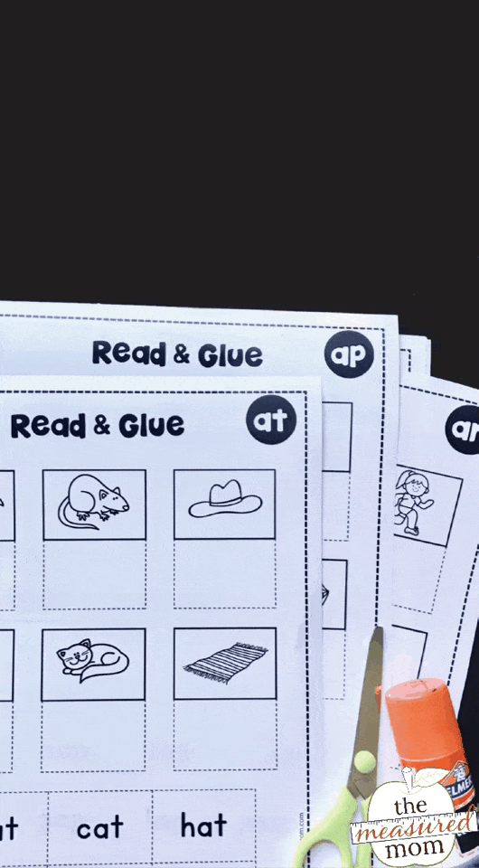 Cut &  paste worksheets for short a word families - The Measured Mom