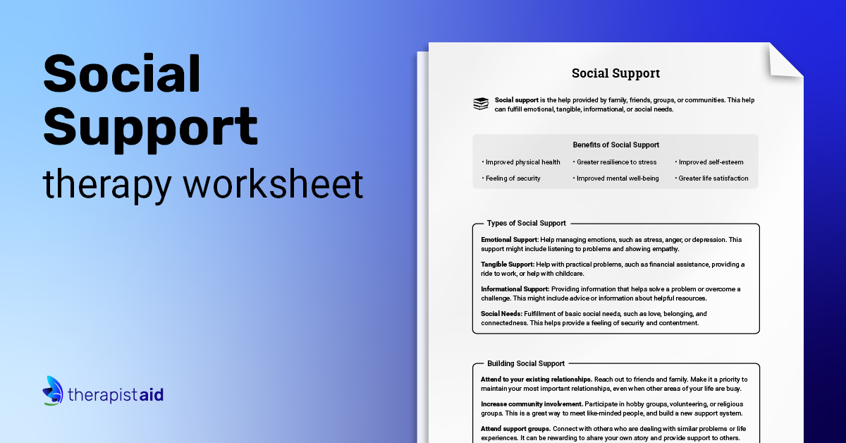 Social Support | Worksheet | Therapist Aid