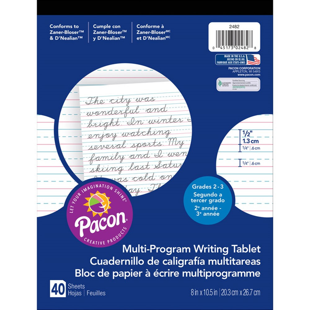 Pacon® Multi-program Handwriting Tablet, Dnealian/zaner-bloser, 5 ...