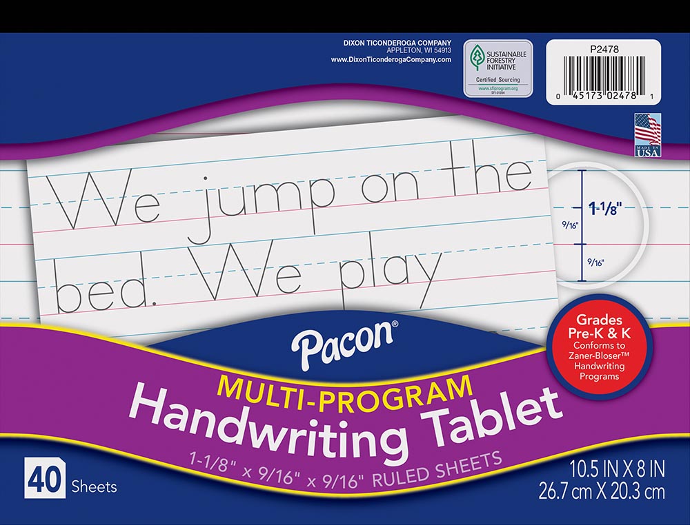 Pacon MultiProgram Handwriting Tab, DNeal/Zan-Blos, 1/2x1/4x1/4 ...