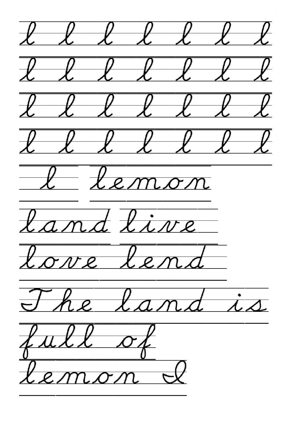 Dnealian cursive worksheet  