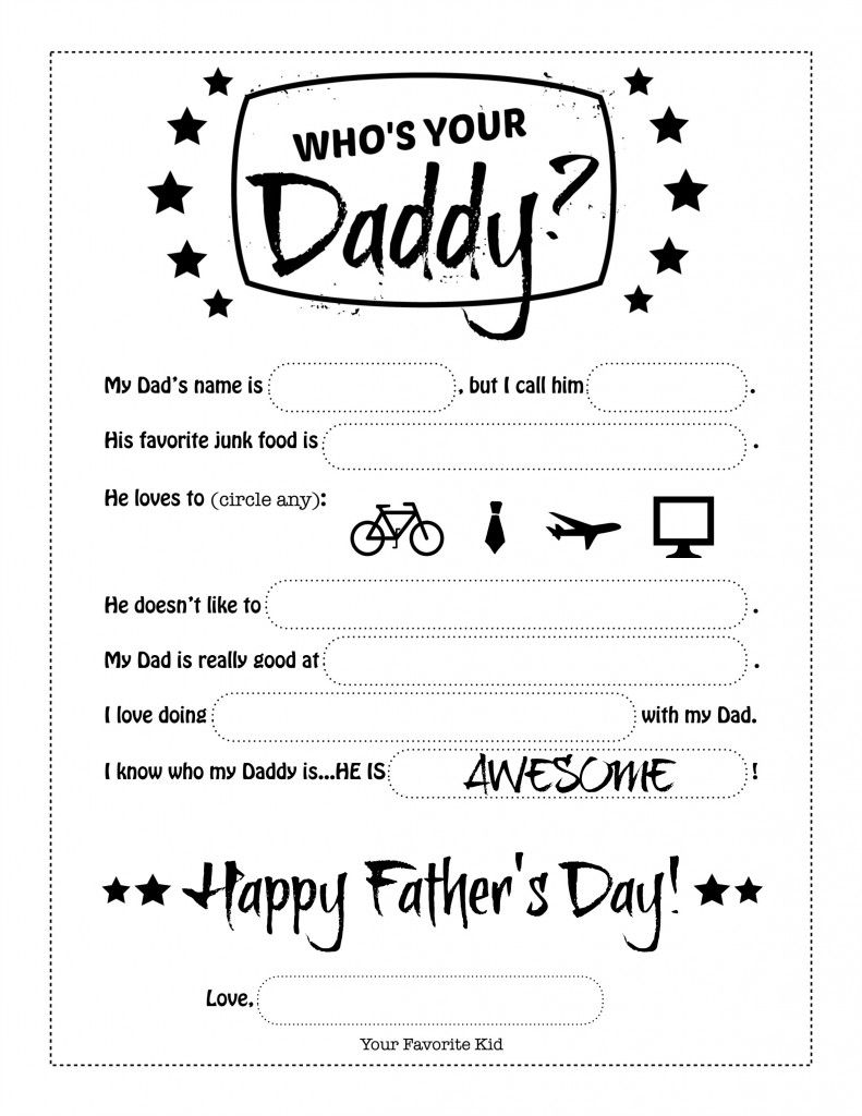 DIY Printable Fathers Day Worksheet - Whos Your Daddy ...