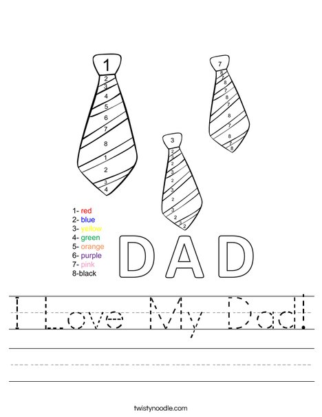 I Love My Dad Worksheet - Twisty Noodle
