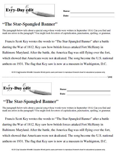 Every-Day Edits: The Star-Spangled Banner Download | Education World