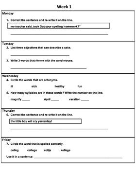 daily language review grade 7 worksheet