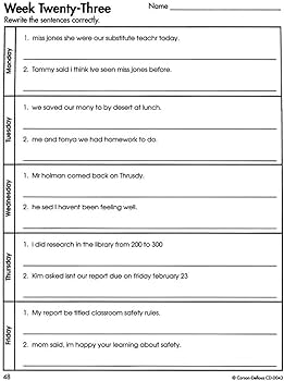 daily oral language 3rd grade worksheet free
