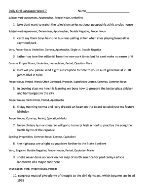 daily oral language worksheet 4th grade