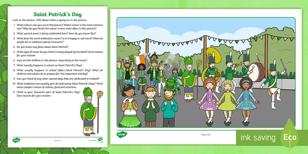 St. Patricks Day Oral Language Worksheet / Worksheet