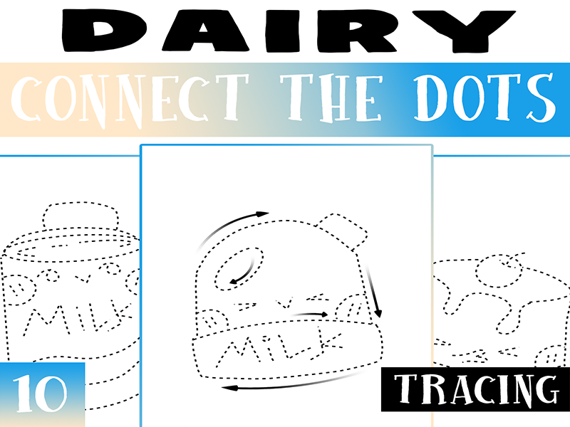 Dairy Connect The Dots Worksheet Activity, Dairy How to Draw ...