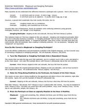 Misplaced and Dangling Participles Worksheet for 6th - 8th Grade ...
