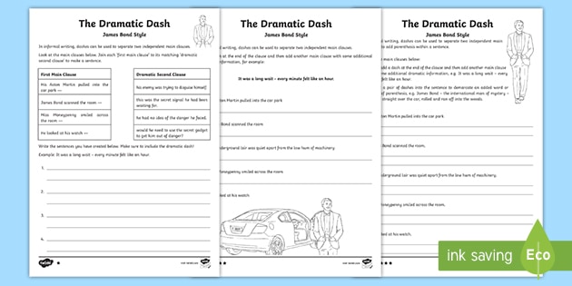 The Dramatic Dash Differentiated Worksheets (teacher made)