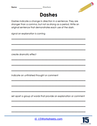 Dashes Worksheets - 15 Worksheets Library