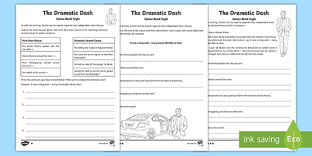 The Dramatic Dash Differentiated Worksheets (teacher made)