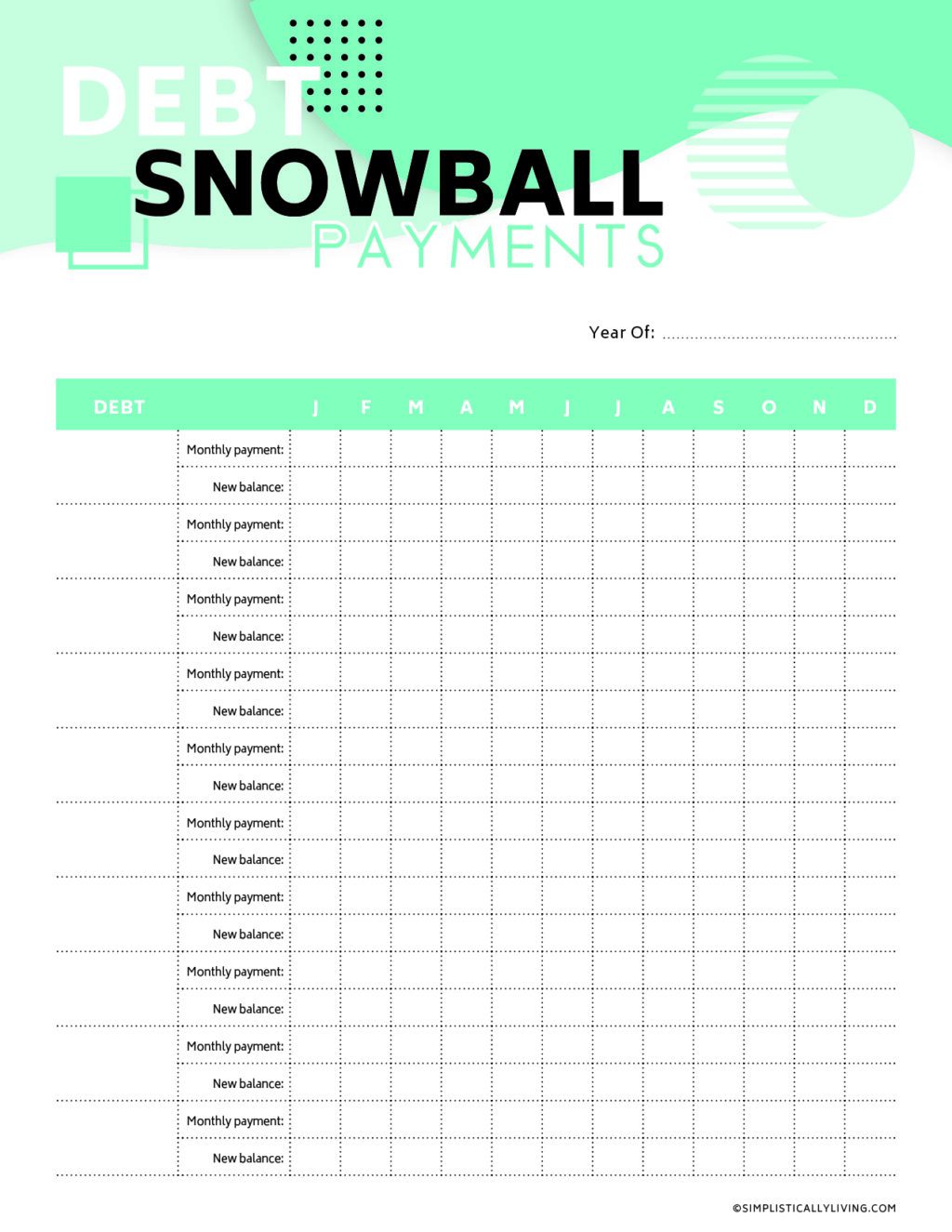 Free Debt Snowball Printable Worksheets - Simplistically Living
