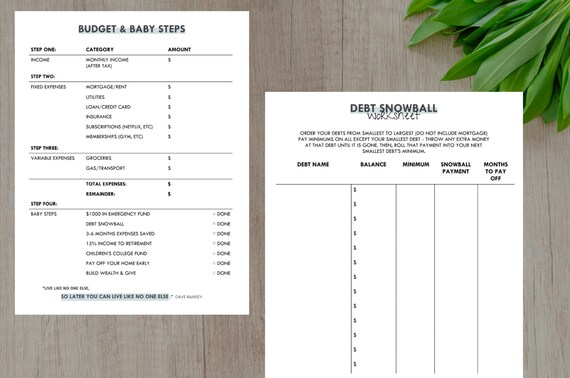 Dave Ramsey Baby Steps Budget and Debt Snowball Worksheet ...