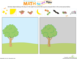 day and night worksheet for kindergarten