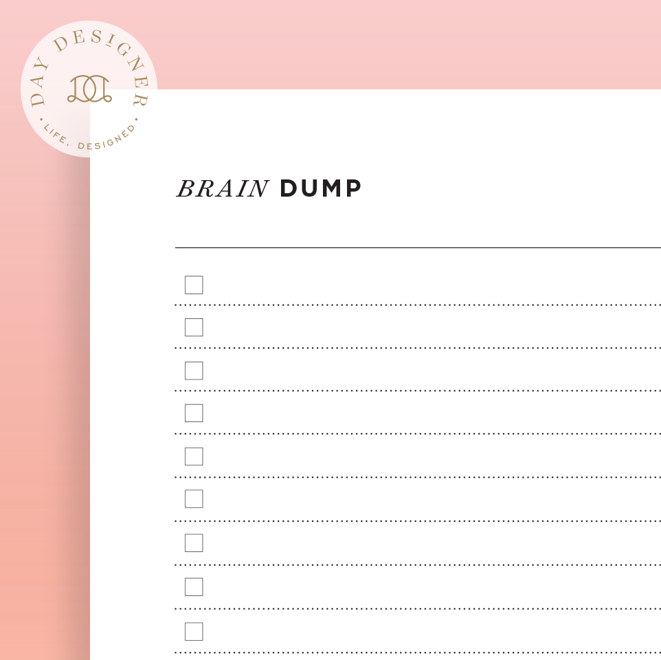 Brain Dump Worksheet | Day Designer | Free Download