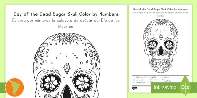 day of the dead color by number worksheet