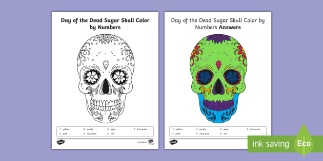 day of the dead color by number worksheet