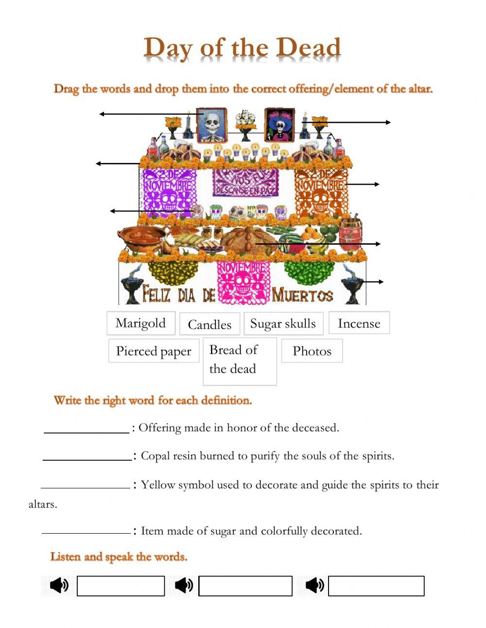 day of the dead worksheet