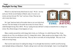 daylight savings time worksheet