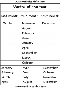 days of the week and months of the year worksheet