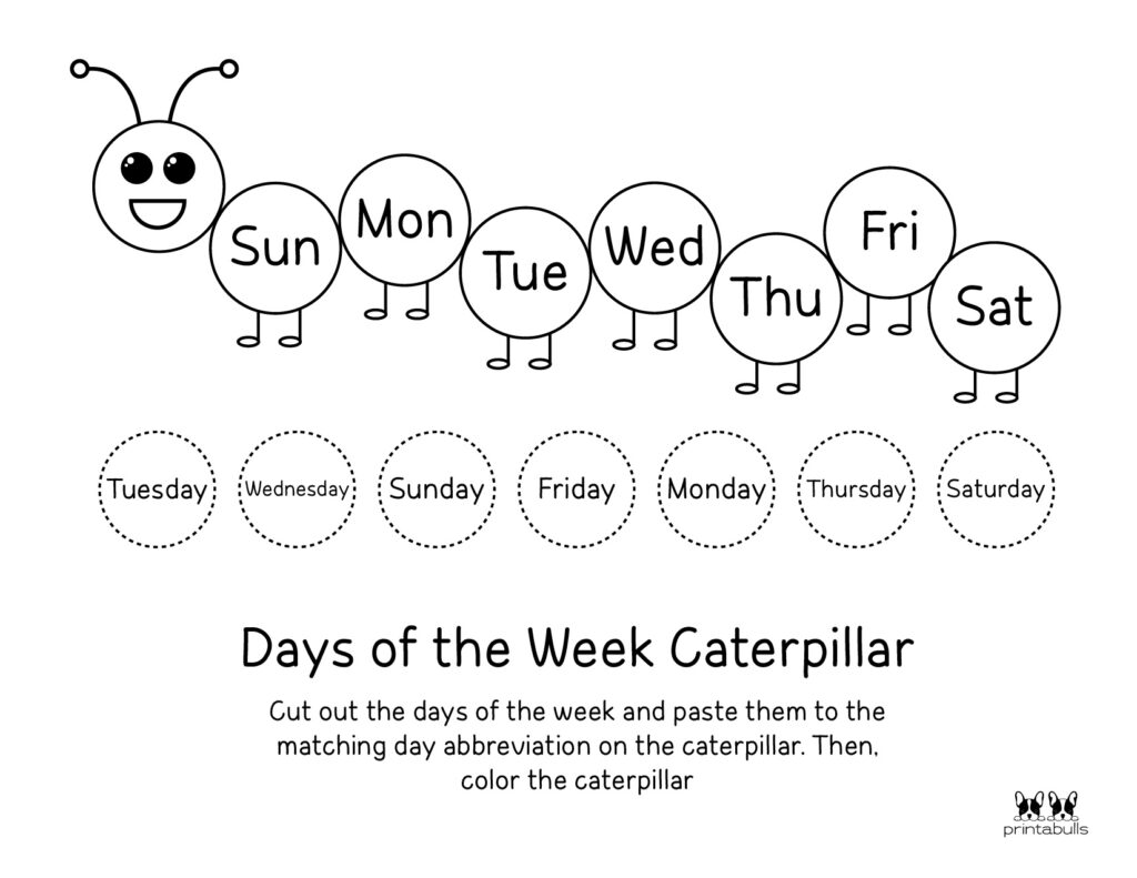days of the week printable worksheet