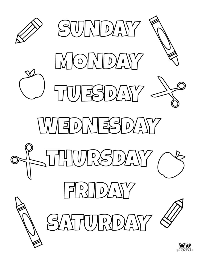days of the week tracing worksheet