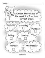 days of the week worksheet for first grade