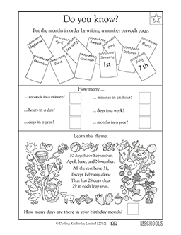 days of the week worksheet for first grade