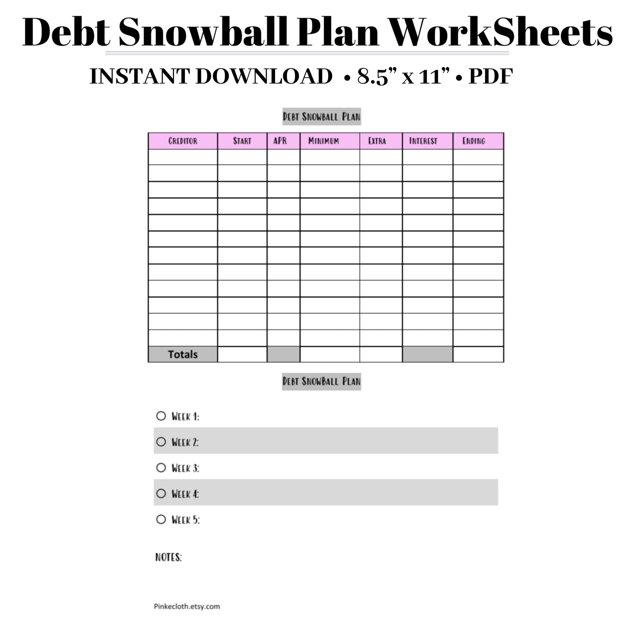 debt budget worksheet