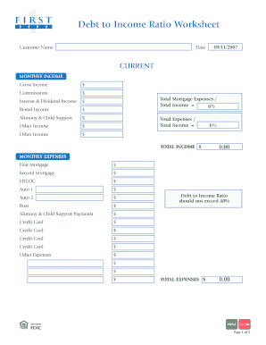 debt to income worksheet