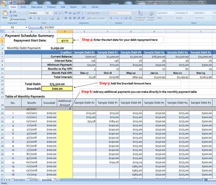 Debt Snowball Spreadsheet - Money Smart Guides