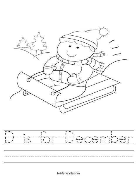 Introducing Months Worksheet - December