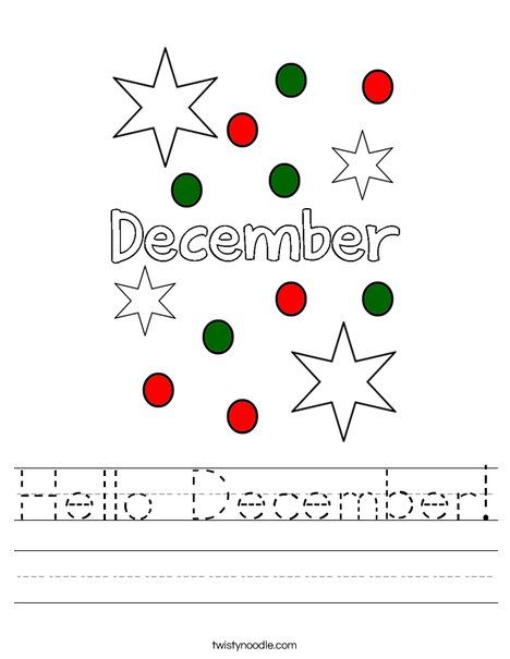 Hello December Worksheet - Twisty Noodle