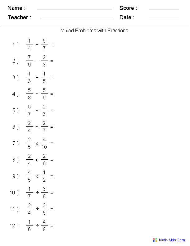Mixed Problems Worksheets | Mixed Problems Worksheets for Practice