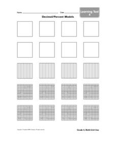 Decimal/ Percent Models Worksheet for 4th - 5th Grade | Lesson Planet