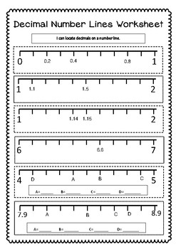 decimal number line printable free