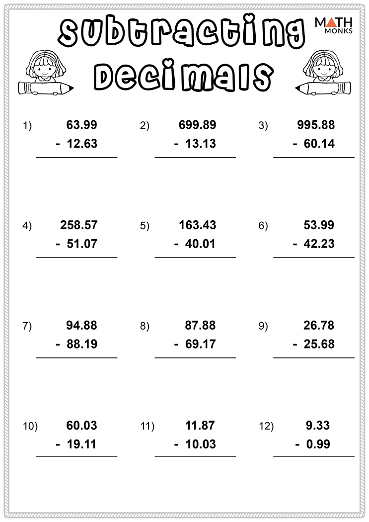 Decimals Worksheets - Math Monks