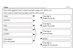 decimal place value matching worksheet
