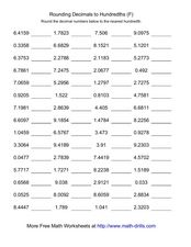 Rounding Decimals to Hundredths (F) Worksheet for 4th - 6th Grade ...