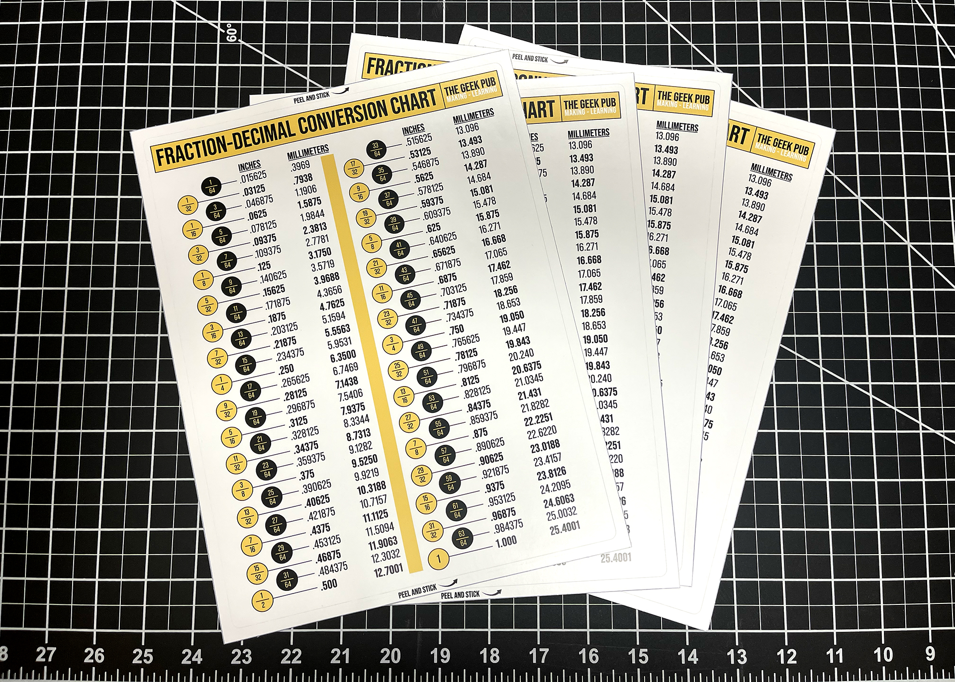 Fraction-Decimal Conversion Chart Vinyl Decal 8.5in X 11in (216mm ...